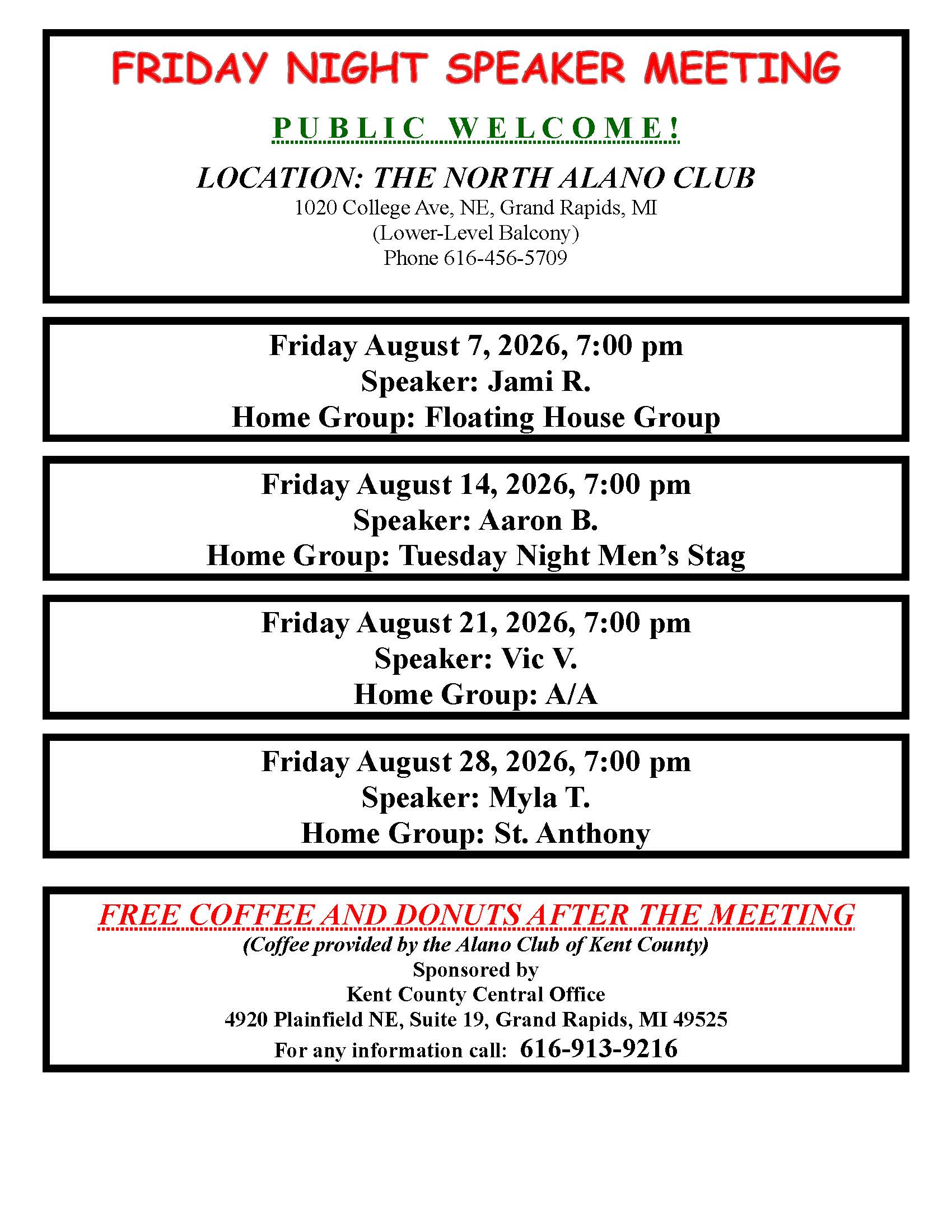 Friday Night Speakers Meeting August 2026